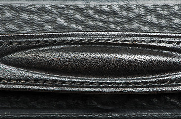 Image showing Old vintage black leather background