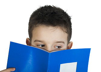 Image showing Child with notebook in front of the face