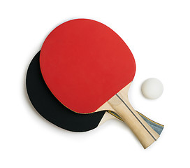 Image showing Tennis rackets for ping pong white isolated 