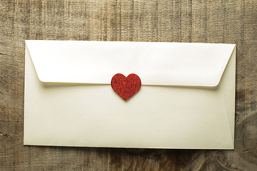 Image showing Red hearts and white envelope 