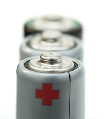 Image showing Three batteries close up