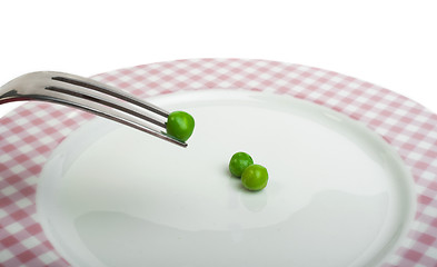 Image showing Plate with peas and centimeter measure