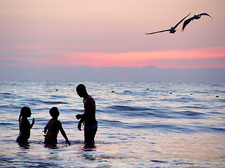 Image showing Beach at sunset