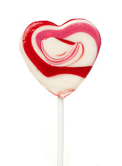 Image showing Pink lollipop heart-shaped