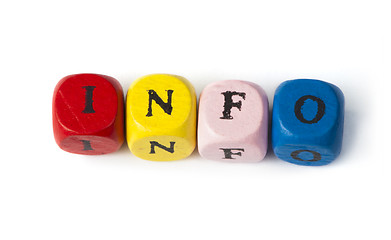 Image showing Word info on multicolored wooden cubes