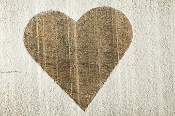 Image showing Heart pattern on an old wooden board