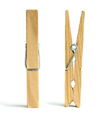 Image showing Clothes natural wooden peg