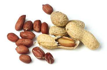 Image showing Raw peanuts in shells and shelled peanuts