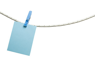 Image showing Note papers hooked on a rope