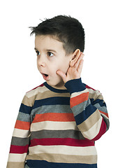 Image showing Child listening with ear