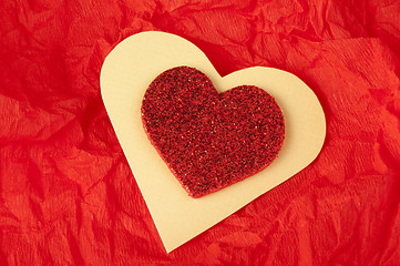 Image showing Red heart brocade shape