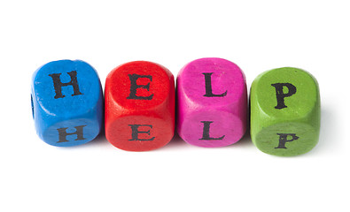 Image showing Word help on multicolored wooden cubes