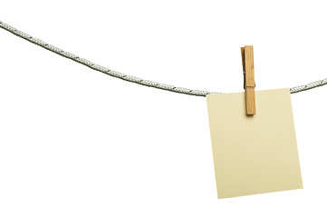 Image showing Note papers hooked on a rope