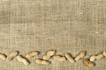 Image showing Closeup Peanuts on burlap