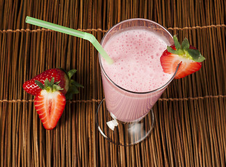 Image showing Strawberries milk shake