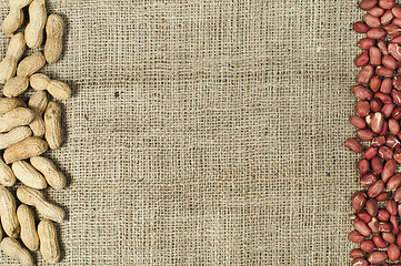 Image showing Closeup Peanuts on burlap