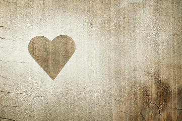 Image showing Heart pattern on an old wooden board