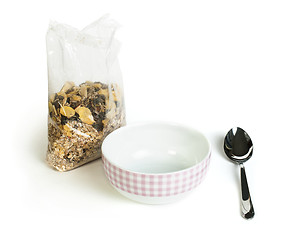 Image showing Muesli breakfast in transparent package