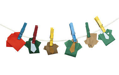 Image showing Origami shirts on rope