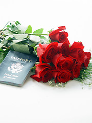 Image showing Roses and Passport