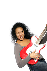 Image showing Happy woman with guitar