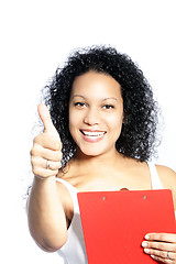 Image showing Woman thumbs up