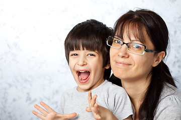 Image showing happy mother and son