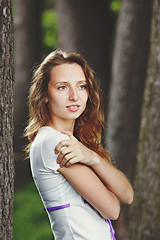 Image showing Beautiful girl with ribbons