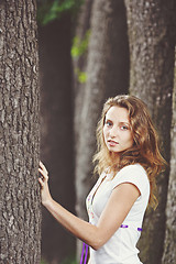 Image showing Beautiful girl with ribbons