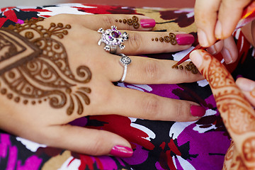 Image showing Henna art on woman's hand