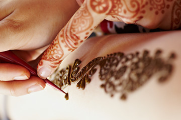 Image showing Henna art on woman's hand