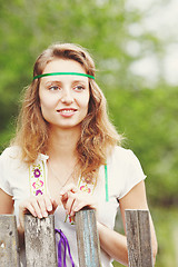 Image showing Beautiful girl with ribbons