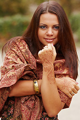 Image showing Beautiful girl painted Mehandi