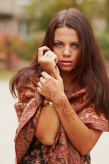 Image showing Beautiful girl painted Mehandi