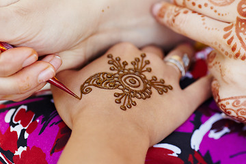 Image showing Henna art on woman's hand