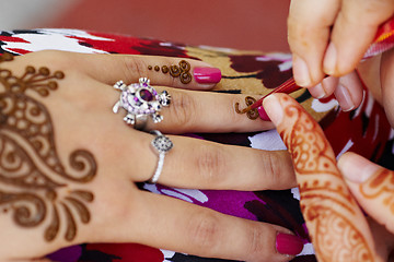 Image showing Henna art on woman's hand