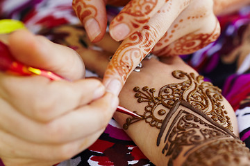 Image showing Henna art on woman's hand