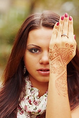 Image showing Beautiful girl painted Mehandi