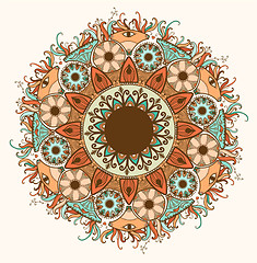 Image showing Ornamental round lace pattern.Delicate circle.