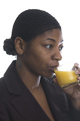 Image showing woman drinking orange juice
