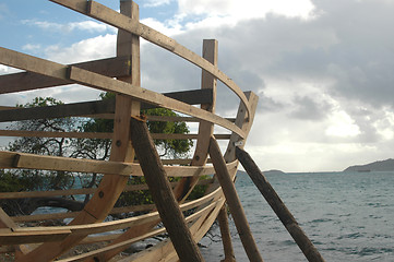 Image showing boat frame on beach