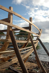 Image showing boat frame on beach