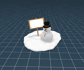 Image showing snowman and blank sign