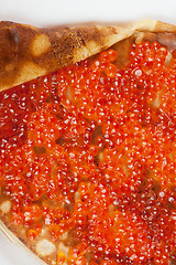 Image showing Pancake with red caviar