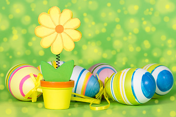 Image showing Decorative flower and Easter eggs