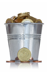 Image showing Full bucket of coins 