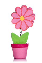 Image showing Red wooden flower in a pot