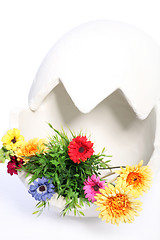 Image showing large egg decorated with flowers