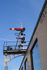 Image showing Vintage Railway Carriage & Signals