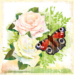 Image showing Butterfly and roses